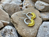 Yellow Wrapped Leather Drop Earrings