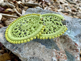 Vince Camuto Green Crochet Hoop Earrings