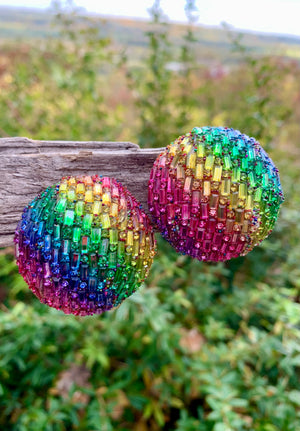Rainbow Multi-Stone Clip-On Earrings