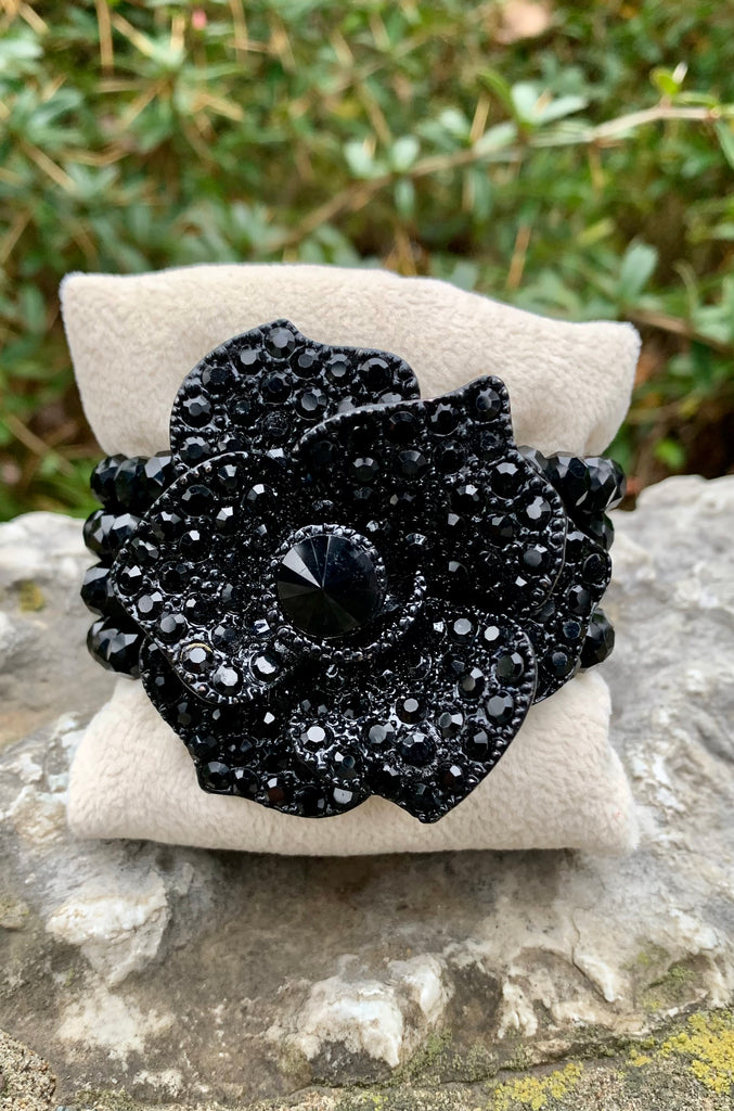 Couture 4-Strand Beaded Flower Statement Bracelet