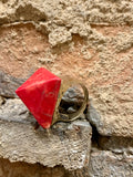 Vintage Barse Genuine Copper Thai 9.25 Red Coral Pyramid Ring