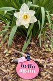 Hello Again Pink, Blue & White Luggage Tag