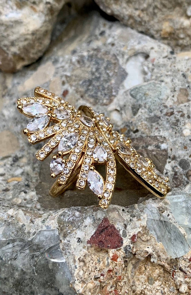 Vince Camuto Embellished Fancy Flower Statement Ring Size 7