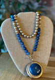 Brushed Gold Mixed Media Semi-Precious Pendant Necklace