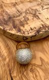CZ Pave Crystal Brass Ball Ring Size 6