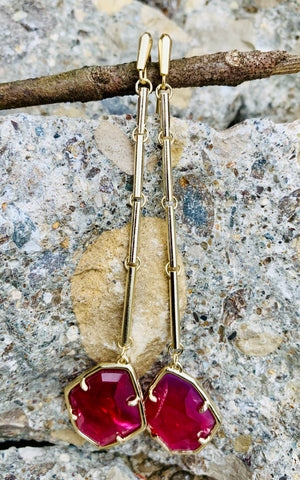 Kendra Scott Charmian Gold Drop Earrings In Berry Illusion