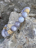 Faceted Gray Jade and Gold Bracelet
