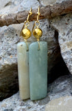 Amazonite and Bronze Slab Drop Earrings
