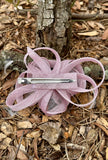 Mauve Hair Bow & Feather Hair Clip