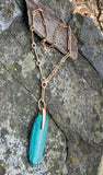 Malachite Sculptural Stone Pendant Y Necklace