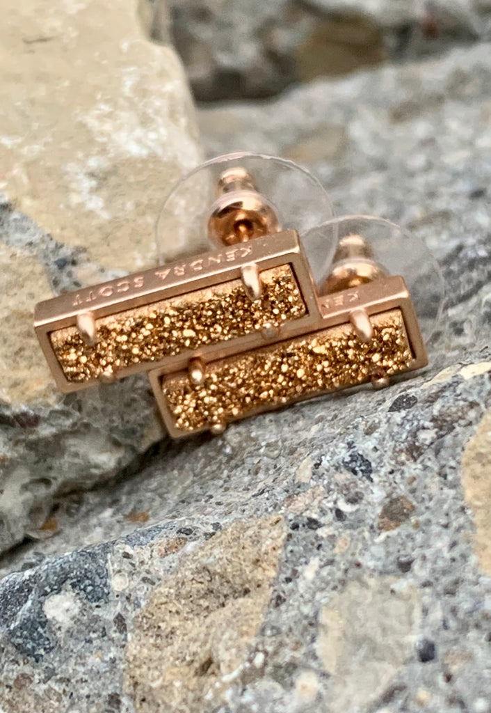 Kendra Scott "Lady" Rose Gold Drusy Bar Earrings