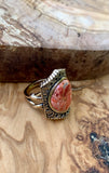 Orange Sponge Coral & Bronze Ring Size 7.5