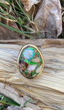 Bronze Genuine Mixed Matrix Stone in Green Size 9