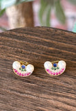Wishes Pavé & Imitation Pearl Rainbow Stud Earrings