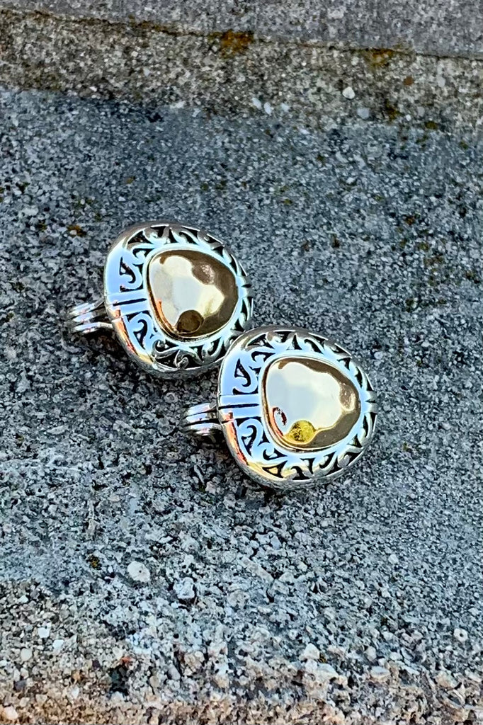 Scroll Silver & Gold Clip-On Earrings