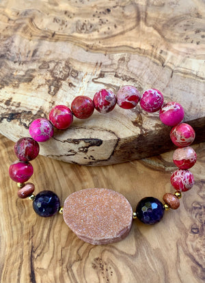 Northern Brights Orange Druzy Stretch Bracelet
