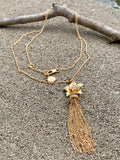 Vince Camuto Gold CZ Flower Tassel Pendant Necklace