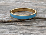 Blue Enamel & Gold Trim Clamp Bangle Bracelet