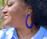 Betsey Johnson Sapphire Pave Retro Fire Ball Hoop Earrings
