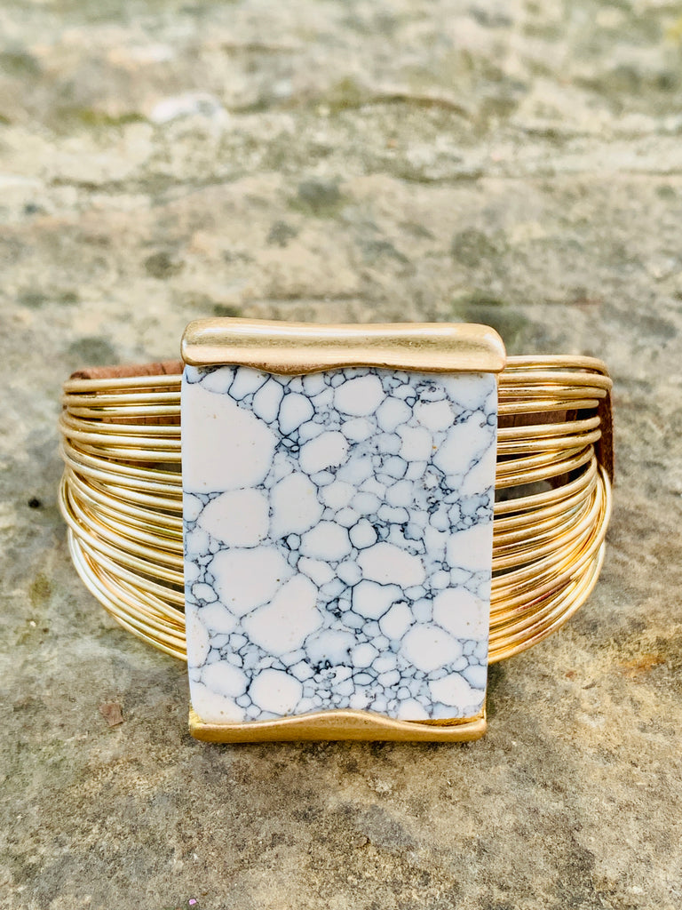 Robert Lee Morris Soho Geometric Multi-Row Stone Wire Cuff Bracelet