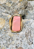 Robert Lee Morris Soho Blush Colored Shell Geometric Cocktail Ring Size 7.5
