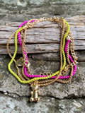 Betsey Johnson Gummy Bear Charm & Colored Chain 3-Piece Anklet Set