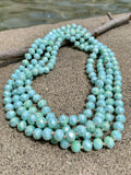 Mint Fire Polished Glass Endless Beaded Necklace
