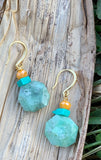 Turquoise Magnesite & Varascite Drop Earrings