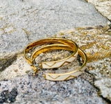 Vince Camuto Chevron Off White & Gold Enameled Large Hoop Earrings