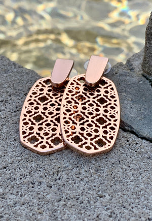 Kendra Scott Aragon Rose Gold Filigree Drop Earrings