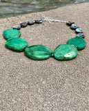 Barse Abalone Green Onyx Slab Sterling Silver Necklace