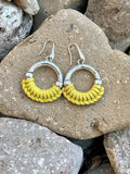 Yellow Wrapped Leather Drop Earrings