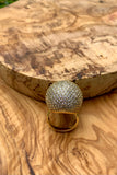 CZ Pave Crystal Brass Ball Ring Size 6