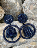 Sachin & Babi Palmer Navy Hoop Beaded Earrings