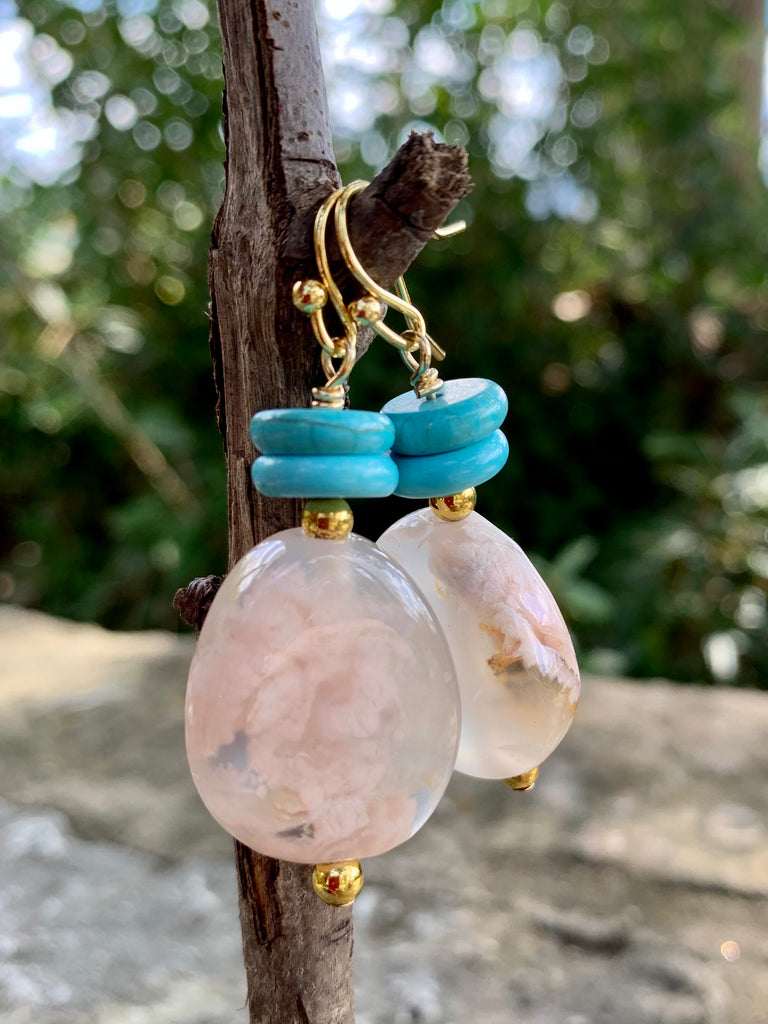 Hanging Jasper & Turquoise Magnesite Drop Earrings