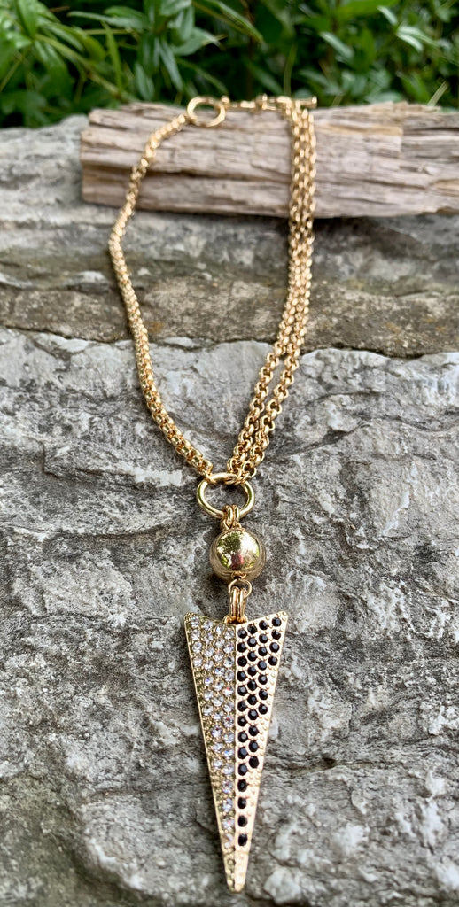 Pave Dagger Pendant Choker Necklace