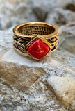 Red Howlite & Bronze Single Stack Ring