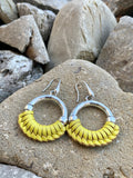 Yellow Wrapped Leather Drop Earrings