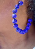 Betsey Johnson Sapphire Pave Retro Fire Ball Hoop Earrings