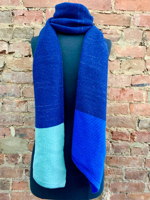 Vince Camuto Tri-Color Medieval Blue Colorblock Scarf