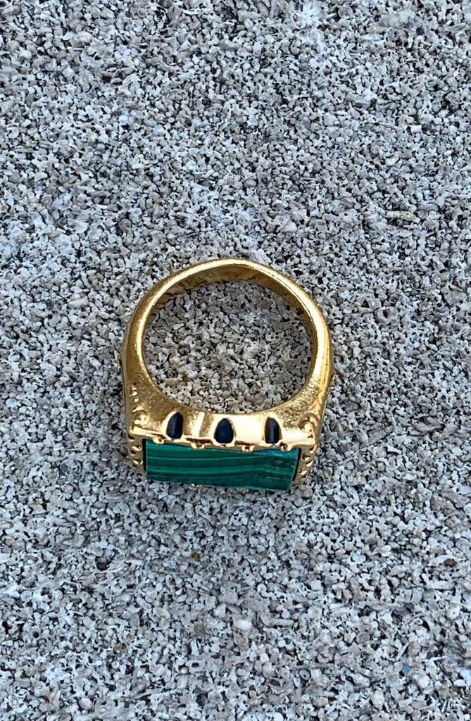 Malachite Gemstone Signet Ring Size 5.5