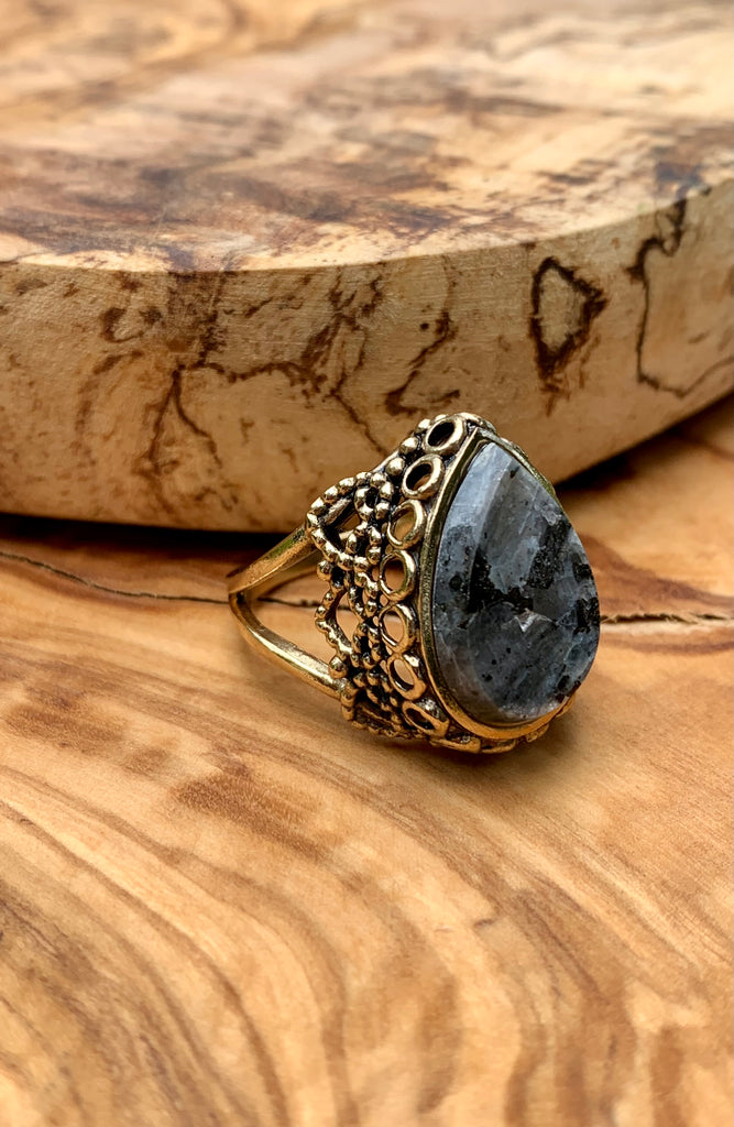 Labradorite and Bronze Ring Size 7