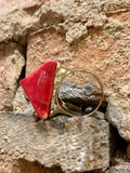 Vintage Barse Genuine Copper Thai 9.25 Red Coral Pyramid Ring