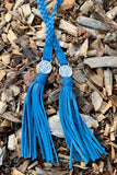 Patricia Nash Cara Safflower Blue Leather Lariat Braided Necklace