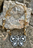 Hematite Butterfly Pendant Statement Necklace