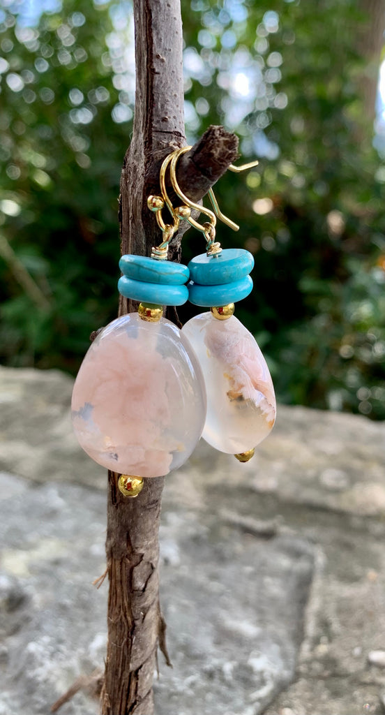 Hanging Jasper & Turquoise Magnesite Drop Earrings