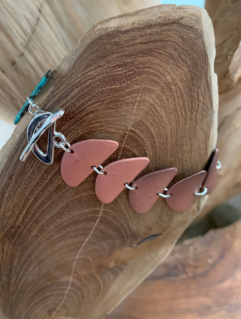 Robert Lee Morris Soho Ombré Tri-Tone Patina Half-Moon Silver Toggle Bracelet