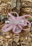 Mauve Hair Bow & Feather Hair Clip