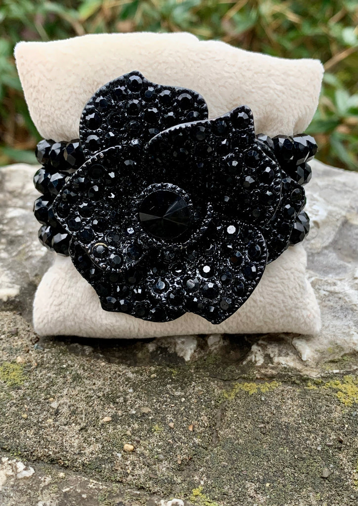 Couture 4-Strand Beaded Flower Statement Bracelet