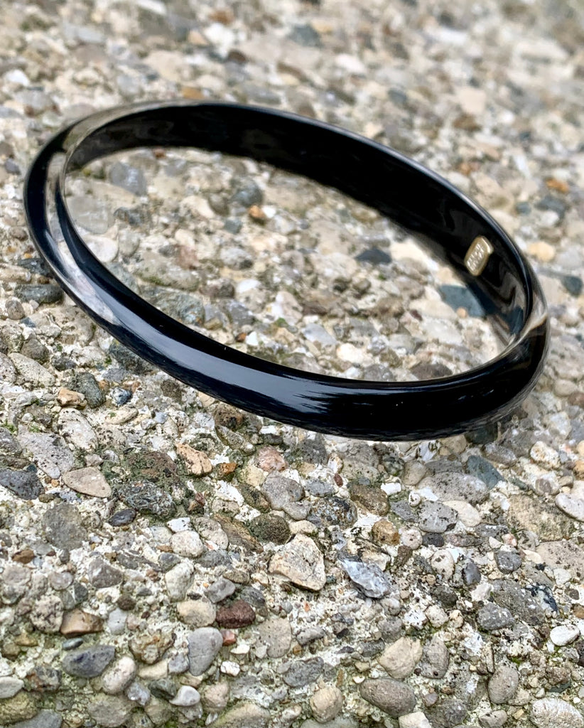 Alexis Bittar "Lucite" Charcoal Grey Skinny Tapered Bangle Bracelet